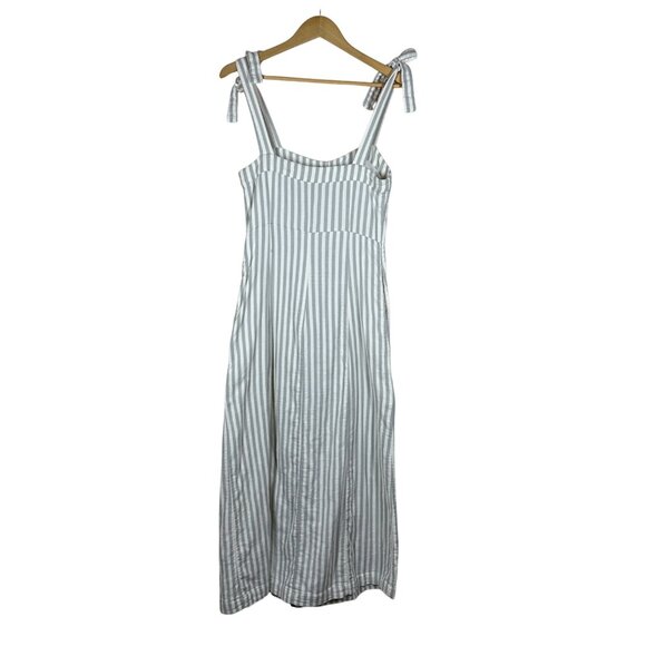 Faherty Tie Strap Organic Cotton Stripe Midi Dress Womens Size S Pockets Capsule - Picture 8 of 8